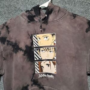 Episode x Jujutsu Kaisen Stacked Graphic Black & Grey Tie Dye Hoodie Mens Large